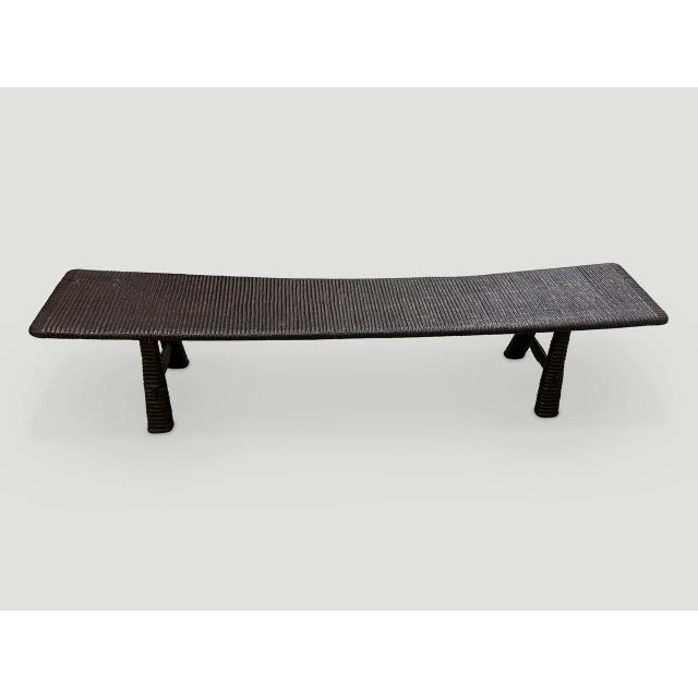 Brown Andrianna Shamaris Impressive Hand Carved Espresso Stained Teak Wood Bench For Sale - Image 8 of 18