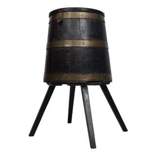Antique English Brass-Bound Oak Jardiniere Planter, 1900s For Sale