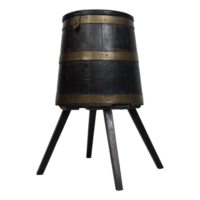 Antique English Brass-Bound Oak Jardiniere Planter, 1900s For Sale