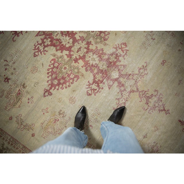 :: Center medallion in serrated contour bearing oversized palmettes and end finials atop a covered field. Colors and...