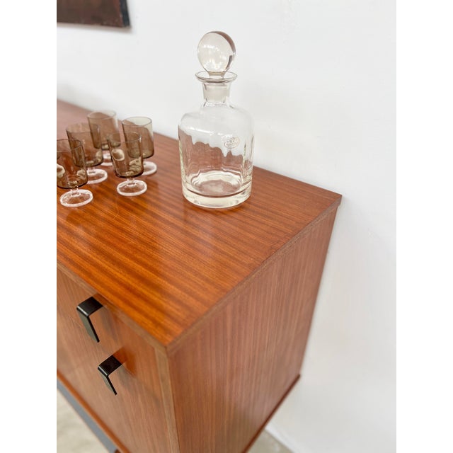 Alain Richard Modernist Teak Sideboard with Metal Base by Alain Richard for Caminelle, 1960s For Sale - Image 4 of 18