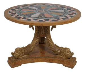 Stunning Italian Pietra Dura Marble Round Center Table