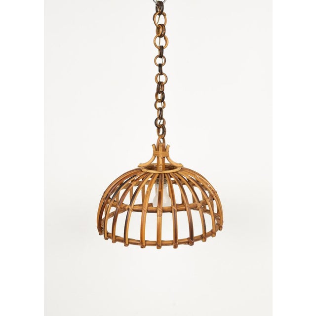 Mid-Century Hand-Crafted Rattan and Bamboo Chandelier Pendant, Italy, 1970s For Sale - Image 6 of 13