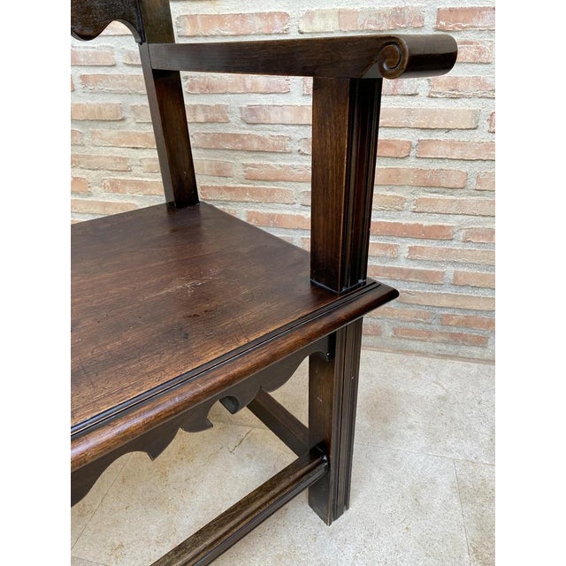 1920s Vintage French Bench in Wood, 1920 For Sale - Image 5 of 16