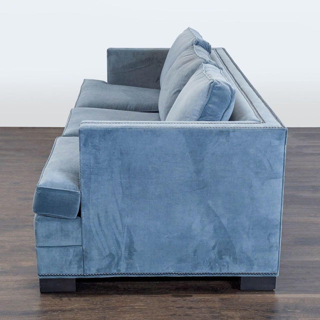 Modern Ethan Allen Astor 3-Seat Blue Sofa – Modern Comfort and Style For Sale - Image 3 of 7