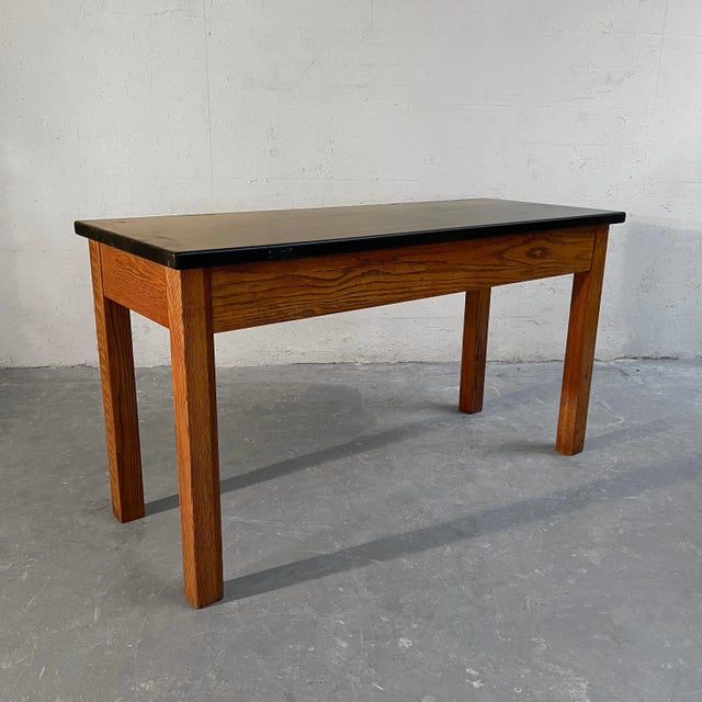 Industrial Mid 20th Century Industrial Oak Laboratory Console Table For Sale - Image 3 of 12