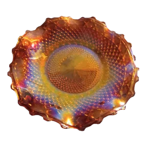 Vintage Indiana Iridescent Marigold Carnival Glass Crimped Platter