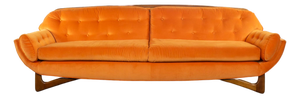 Mid-20th Century MCM Adrian Pearsall Style Gondola Sofa Orange Velveteen Fabric