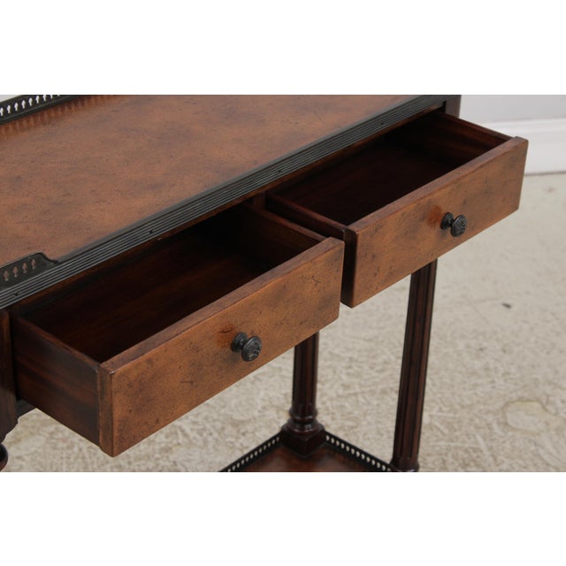 Theodore Alexander Theodore Alexander 2 Tier Leather Wrapped Console Table For Sale - Image 4 of 16