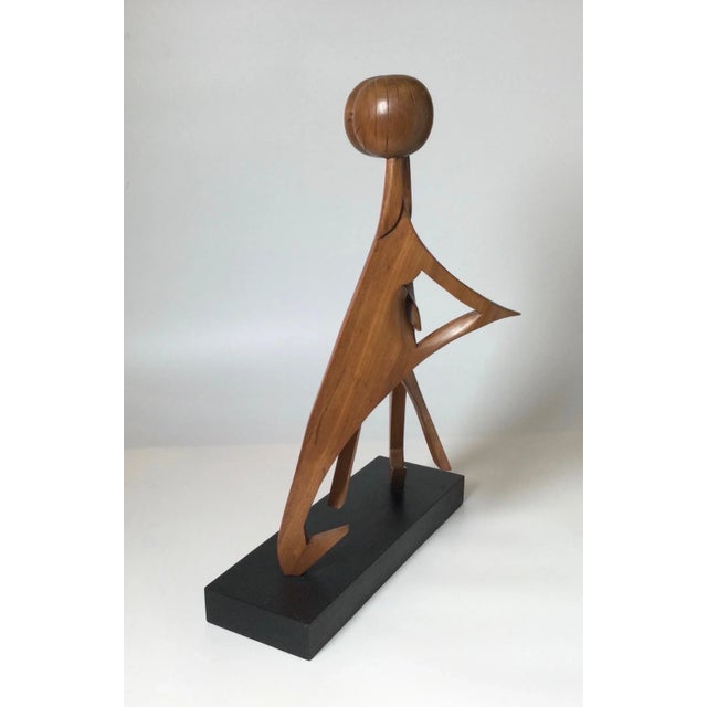 Brown Mid 20th Century Abstract Teak Wood Sculpture "Love Embraced" For Sale - Image 8 of 11