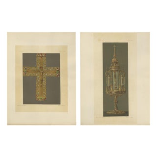 Royal Bavarian Cruciform Works and Jeweled Cross Diptych, Munich 1874, Paper, Set of 2 For Sale