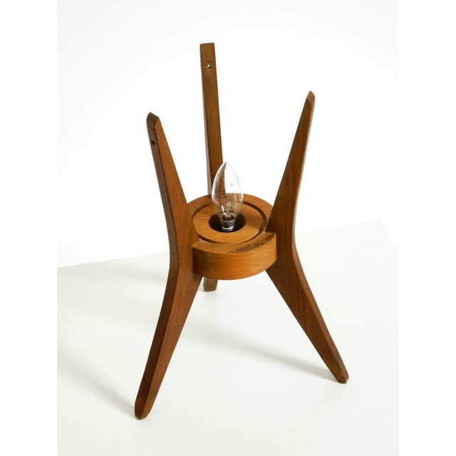 Mid-Century Modern Tripod Wooden Table Lamp with Plastic Shade by Regina Leuchtvase, 1950s For Sale - Image 16 of 18