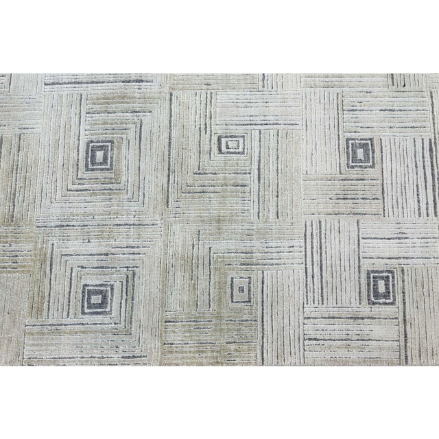 Textile Contemporary Geometric 'Maze' Hand Knotted Silk Rug by Doris Leslie Blau For Sale - Image 7 of 8