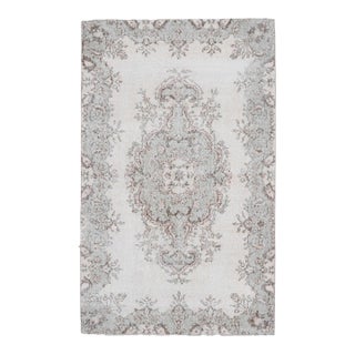1970s Vintage Handmade Wool Cotton Turkish Cream Area Rug For Sale