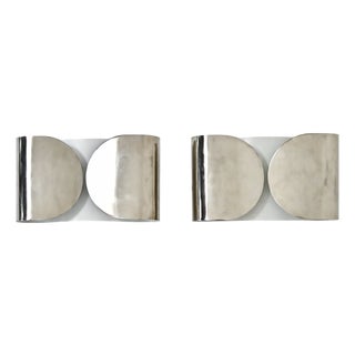 Chrome Foglio Wall Lamps by Tobia and Afra Scarpa for Flos, 1960s, Set of 2 For Sale