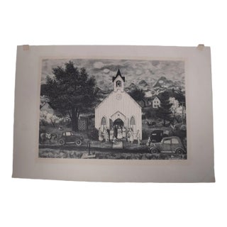 Doris Lee (1904-1983) - Country Wedding - Etching 1943 For Sale