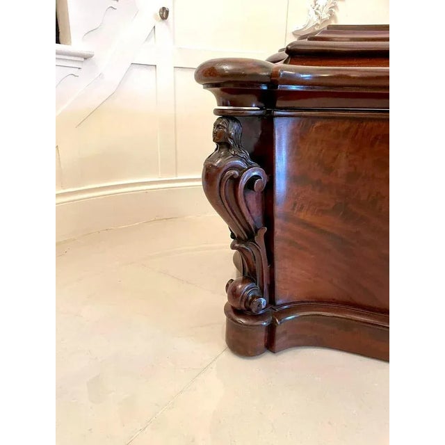 Wood Antique William IV Mahogany Serpentine Shaped Wine Cooler For Sale - Image 7 of 18
