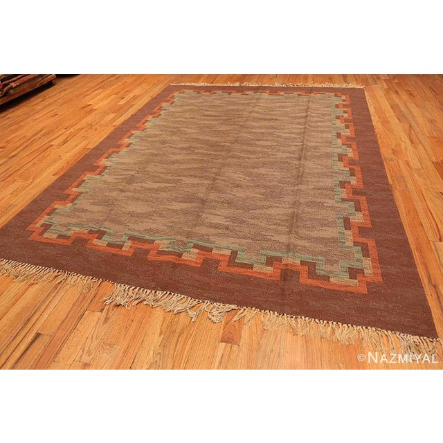 Earthy and Beautiful Rare Larger Size Vintage Scandinavian Swedish Rug, Country Of Origin: Sweden, Circa Date: Mid-20th...