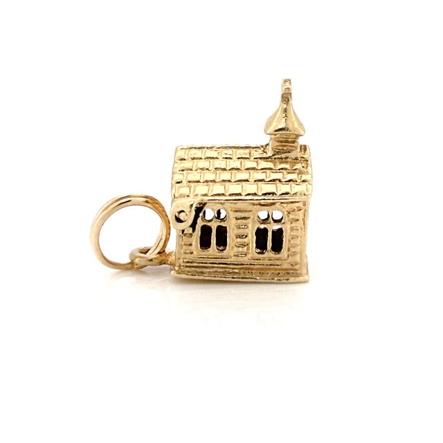 Vintage 1950s 14k Articulating Couple in a Chapel Charm, Bride and Groom, Church, For Sale In Los Angeles - Image 6 of 14