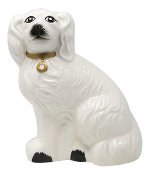 Vintage 80s White Staffordshire Style Terrier Dog Figurine Made in Taiwan