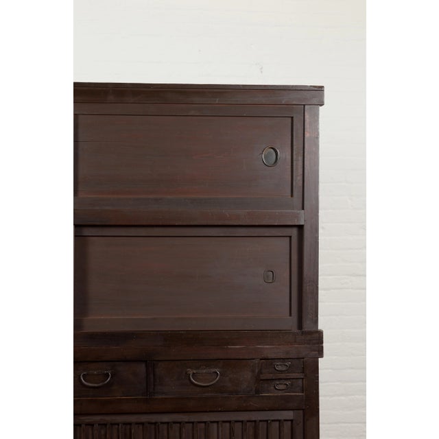 Japanese Taishō Period Early 20th Century Kiri Wood Mizuya Dansu Kitchen Cabinet For Sale - Image 11 of 13