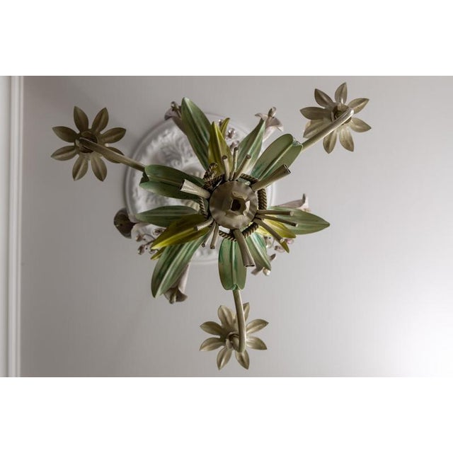 Hollywood Regency Pastel Color Callas Lily Flower Bouquet Metal Chandelier, 1970s For Sale - Image 14 of 18
