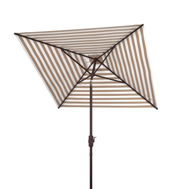 2020s Athens 7.5 Ft Square Crank Umbrella, Beige With White Understripe For Sale - Image 5 of 6