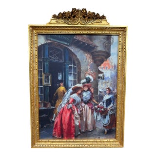 Vintage French Parisian Gold Wood Fabric Wall Art - 1 Pc For Sale