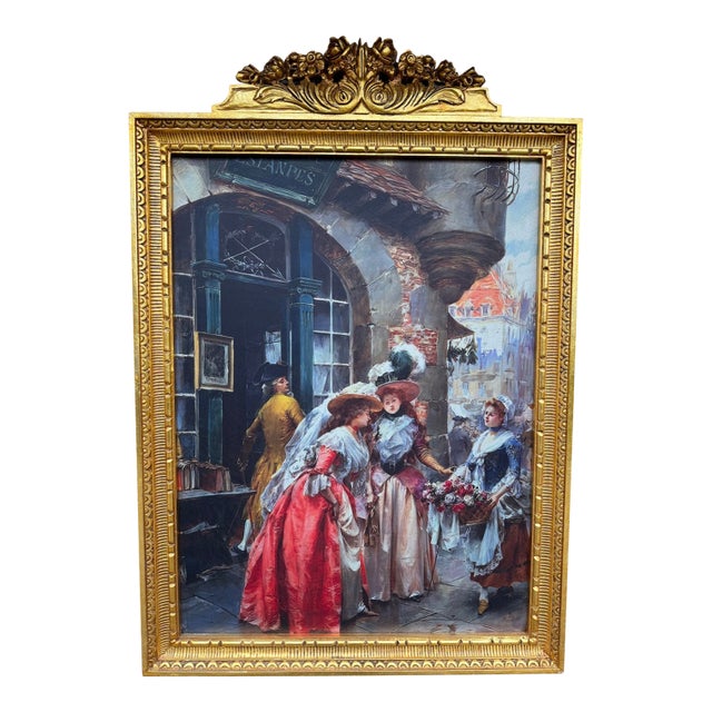 Vintage French Parisian Gold Wood Fabric Wall Art - 1 Pc For Sale