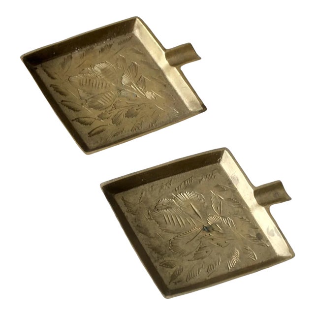 Vintage Brass Ashtray Pair For Sale