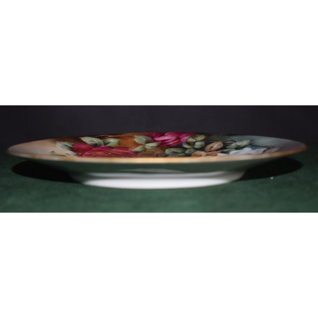 French Antique Jean Pouyat Limoges France Hand Painted Rose Porcelain Cabinet Plate For Sale - Image 3 of 13