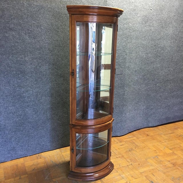 Solid Wood Corner Curio With Glass Doors Chairish