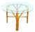 Restored Mid-Century Round Glass Top 3-Strand Rattan Dining Table For Sale
