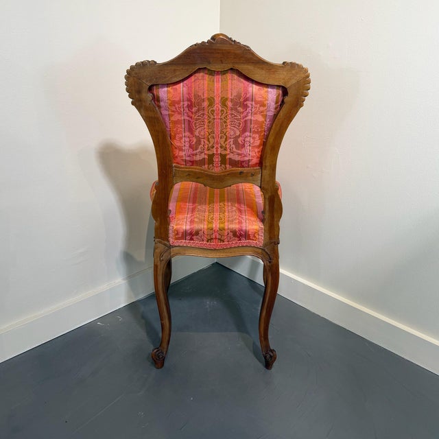 Rococo 1950s French Louis XV Style Walnut Side Chairs - Pair For Sale - Image 3 of 12