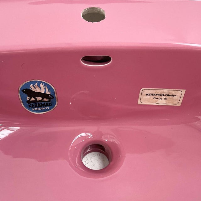 Ceramic Vintage Pink Sink from Keramag Keravit, 1980s For Sale - Image 7 of 9