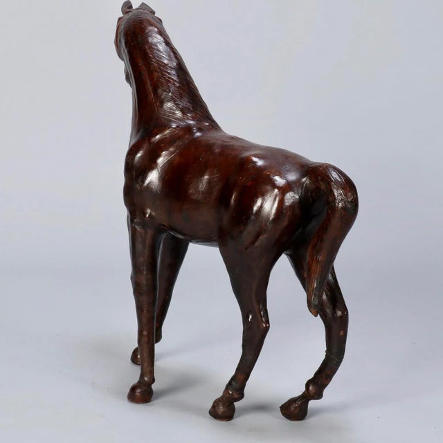 Large Vintage Leather Covered Horse Sculpture For Sale - Image 4 of 9