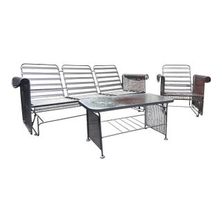 Woodard MCM Glider Sofa and Chair Patio Set, 3 Pieces For Sale