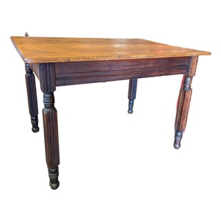 Antique Oak Small Dining Table With Turned Legs Slight Eastlake Styling For Sale