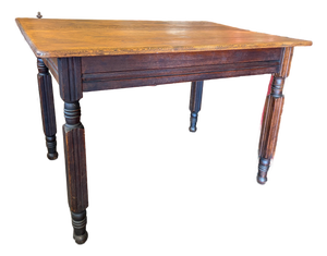 Antique Oak Small Dining Table With Turned Legs Slight Eastlake Styling