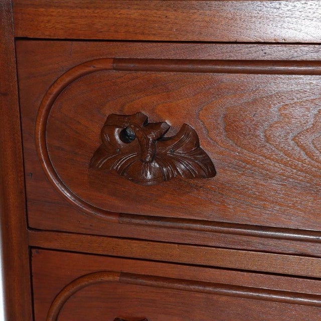 Antique Renaissance Revival Walnut 3-Drawer Marble Top Chest C1890 For Sale - Image 6 of 18