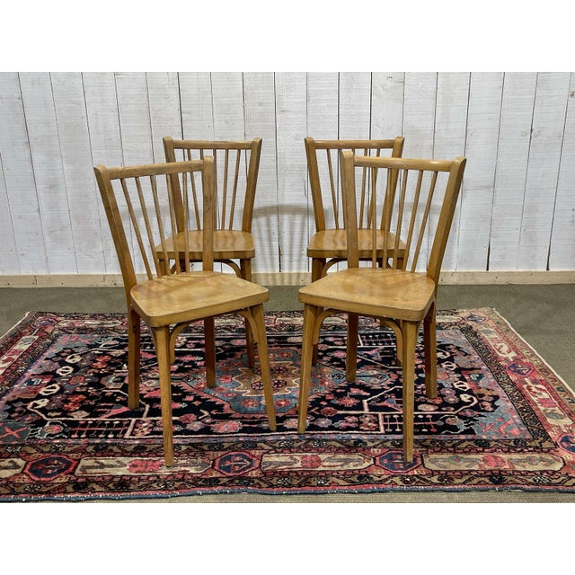 Wood Chairs from Baumann, 1950s, Set of 4 For Sale - Image 7 of 7