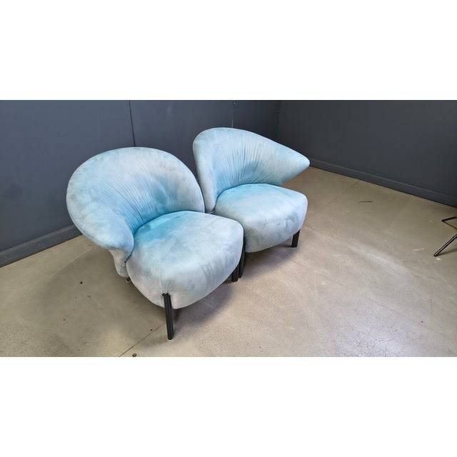 Blue Calla Lounge Chairs from Saporiti, 1980s, Set of 2 For Sale - Image 8 of 12