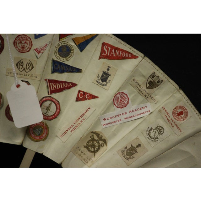 Mid 20th Century Mid 20th Century 16 Panel Fan with 163 Letterhead Emblems For Sale - Image 5 of 7