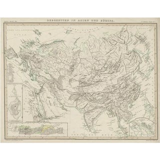 Antique Map of the Mountain Ranges in Asia and Europe, 1849 For Sale