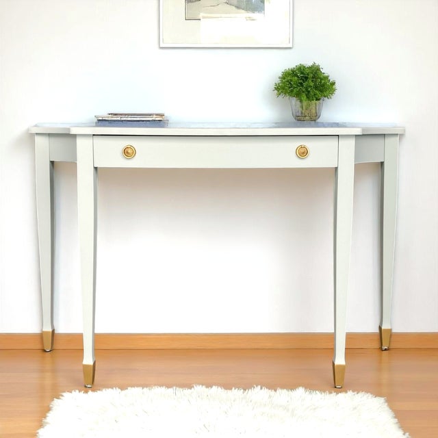 Neoclassical 1990s Sage Green Console Table | Neoclassical Inspired Design For Sale - Image 3 of 9