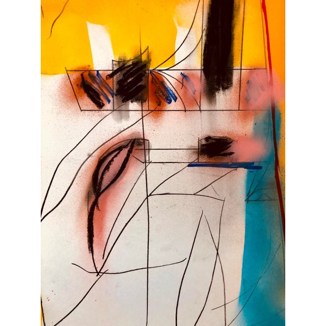 Electric Guitar abstract painting by Erik Sulander on paper board, 28x22, signed, unframed.