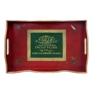 Red Rectangular Wooden Tray For Sale