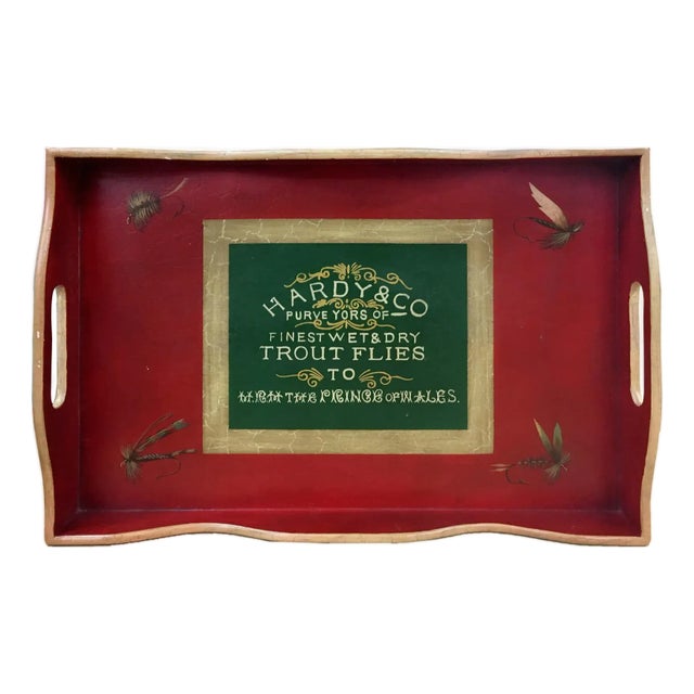 Red Rectangular Wooden Tray For Sale