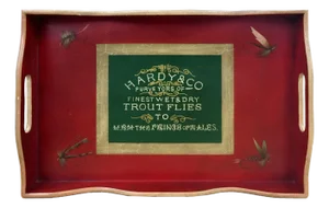 Red Rectangular Wooden Tray