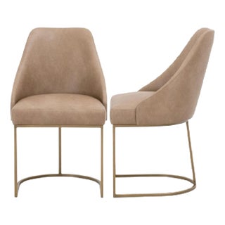 Essentials For Living Parissa Leather Armless Dining Chairs- Set of 2 For Sale